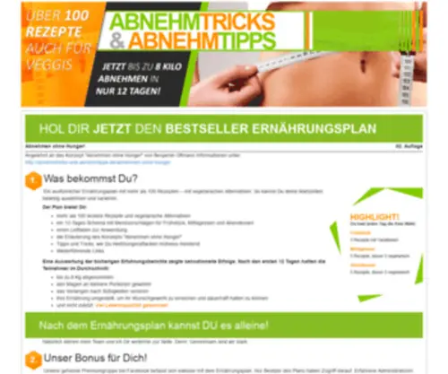 Ernaehrungsplan-Kostenlos.com(Ernährungsplan kostenlos online erstellen mit BMI Rechner) Screenshot