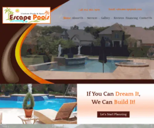 Escapepools.com(Pool builders) Screenshot