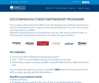 Esco.com(ESCO Ear Service Company) Screenshot