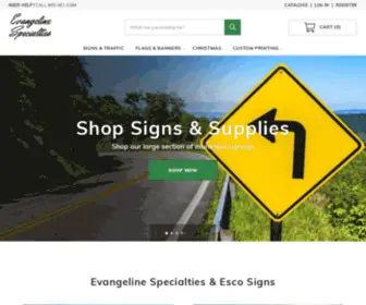 Escosigns.com(Getting Your Message Across Since 1951. Evangeline Specialties) Screenshot