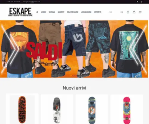 Eskapeshop.com(Vendita online abbigliamento streetwear originale prezzi convenienti) Screenshot