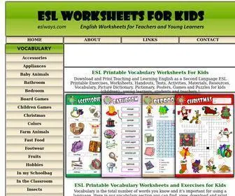 Eslways.com(ESL Printable Worksheets For Kids) Screenshot