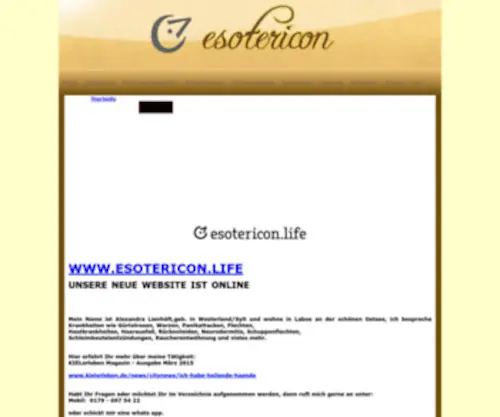 Esotericon.de(Praxis für Reinkarnationsanalyse) Screenshot