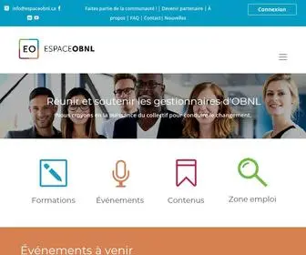 Espaceobnl.ca(Réunir et informer les gestionnaires d'OBNL) Screenshot