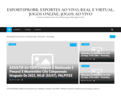 Esportsprobr.com.br(E-sports e Futebol ao vivo, real e virtual) Screenshot