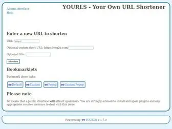 ESQ2U.com(YOURLS » Your Own URL Shortener') Screenshot