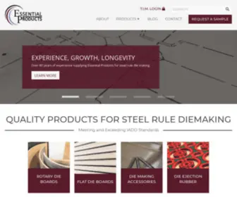 Essentialproductsinc.com(Essential Products for Steel Rule Die Making and Die Cutting) Screenshot