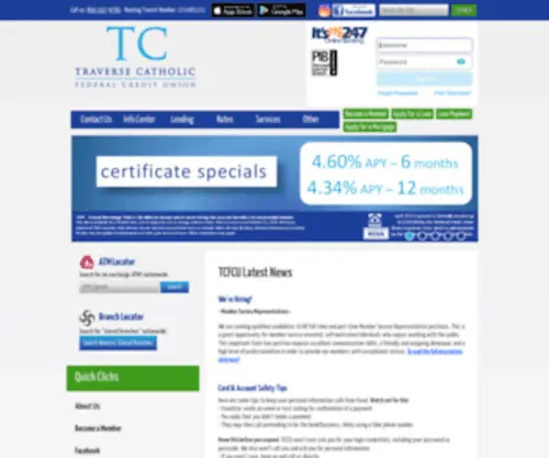 EtcFcu.org(Traverse Catholic Federal Credit Union) Screenshot