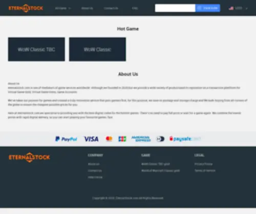 Eternalstock.com(Wow gold) Screenshot