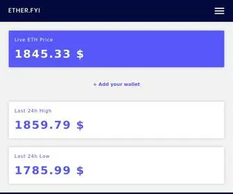 Ether.fyi(Live ETH Price) Screenshot