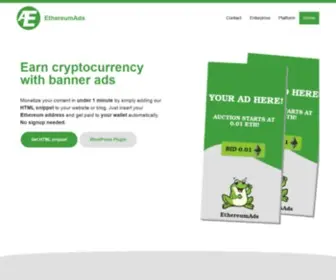 Ethereumads.com(Earn cryptocurrency with banner ads) Screenshot
