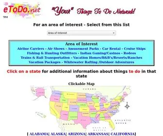 Etodo.net(EToDo Family Travel & Tourism Attractions Home Page/Selection Lookup Page) Screenshot