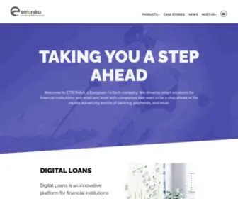 Etronika.com(Award winning Digital Banking Platform) Screenshot