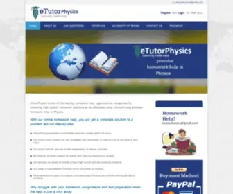 Etutorphysics.com(Online Physics home work Help) Screenshot