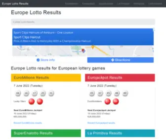 Eulottoresults.com(Europe Lotto Results & Biggest EuroMillions Jackpots) Screenshot