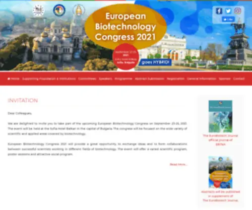 Eurobiotech2021.eu(European Biotechnology Congress 2021) Screenshot