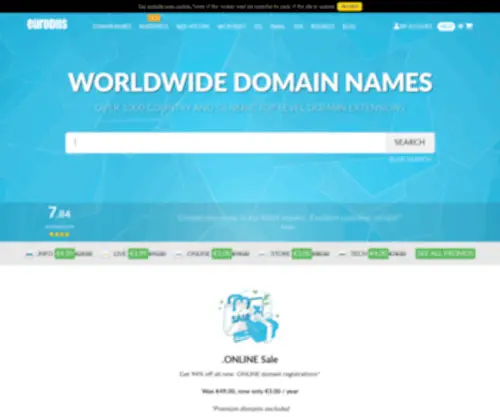 Eurodns.com(Domain name registrar & DNS service provider) Screenshot