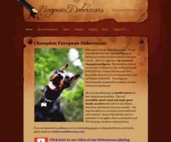 Eurodoberman.com(European Dobermans) Screenshot