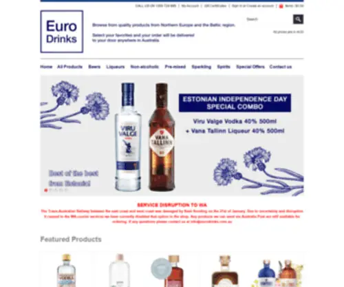 Eurodrinks.com.au(Euro Drinks) Screenshot