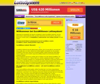 Euromillionen-Ergebnisse-Lottosystem.com(EuroMillionen Lottosystem Deutschland) Screenshot