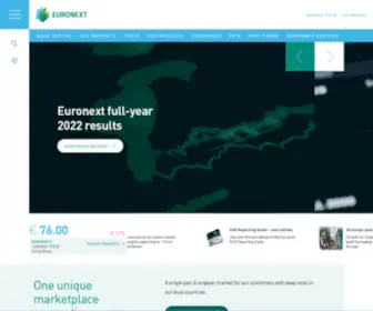 Euronext.com(The European stock market and infrastructure) Screenshot