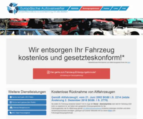 Europaeische-Autoverwerter.de(Kostenlose und fachgerechte Autoverwertung) Screenshot