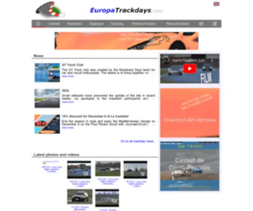 Europatrackdays.com(Fahren Sie Ihr Auto auf den europäischen Rennstrecken) Screenshot
