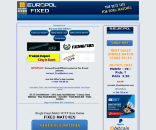Europol-Fixed.com(Best Fixed Matches Website 100% Safe Football PredictionsSure Fixed Matches) Screenshot