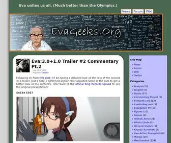 Evageeks.org(A Neon Genesis Evangelion fan community. Contains news articles) Screenshot