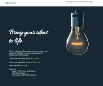 Evanscorp.com.au(A boutique software development house based in Wollongong) Screenshot