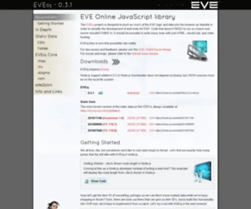 Eve-OJ.com(EVE Online JavaScript library) Screenshot
