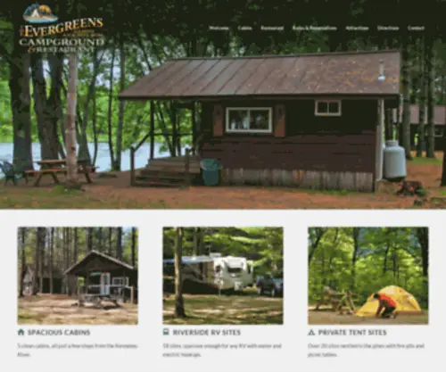 Evergreenscampground.com(On the banks of the Kennebec River) Screenshot