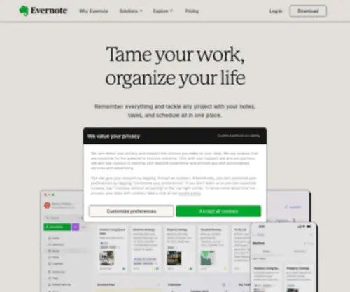 Evernote.com(Our note taking app) Screenshot
