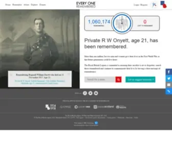 Everyoneremembered.org(The Royal British Legion) Screenshot