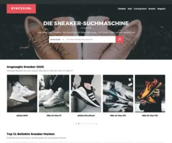 Everysize.com(Erste Suchmaschine für Sneaker) Screenshot