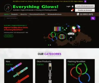 Everythingglows.com.au(Wholesale glow sticks and flashing novelties) Screenshot