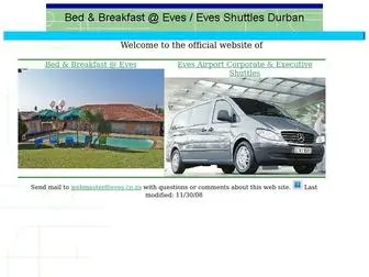 Eves.co.za(Bed & Breakfast @ Eves // Eves Shuttles Durban) Screenshot