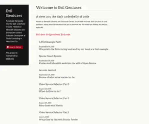 Evilgeniuspodcast.com(A podcast) Screenshot