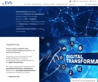 Evo-Solutions.com(EVO entwickelt Industriesoftware speziell für die Fertigungsindustrie in KMU und Mittelstand) Screenshot
