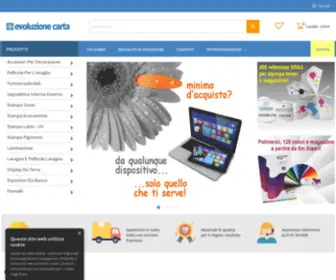 Evoluzionecarta.com(Evoluzione carta è specializzata nella vendita materiali per la stampa) Screenshot