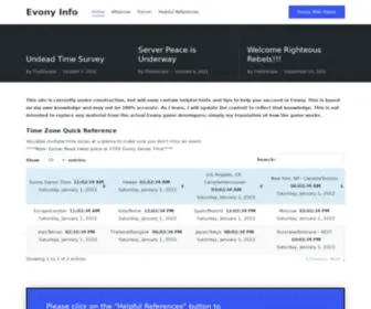 Evonyinfo.com(Evony and its many details) Screenshot