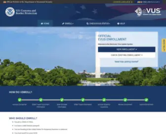 Evus.gov(Official EVUS Enrollment Website) Screenshot