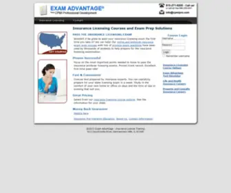 Examadvantage.com(Insurance License Exam Advantage Insurance License Questions) Screenshot