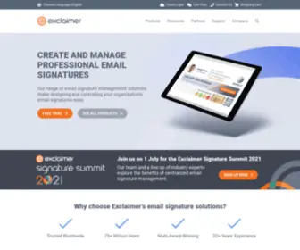 Exclaimer.ca(E-mailsoftware Office 365, Exchange, Outlook & G Suite) Screenshot