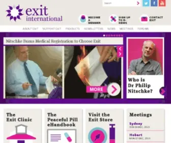 Exitinternational.net(Exit International provide Information and guidance on assisted suicide and end of life matters) Screenshot