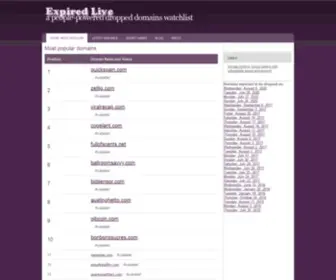 Expiredlive.com(A list of domains about to be dropped) Screenshot