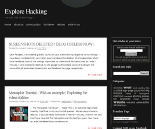 Explorehacking.com(Learn Ethical Hacking) Screenshot