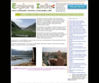 Exploreindia.in(Indian travel portal for tourists having genuine information on travelling throughout India) Screenshot