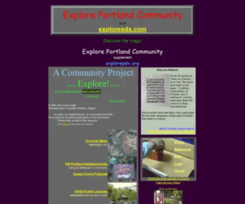 Explorepdx.org(Exploring Community in Portland Oregon) Screenshot