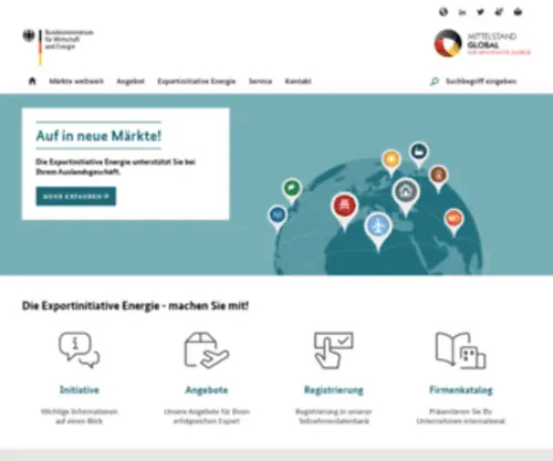 Exportinitiative.de(Kontinente) Screenshot